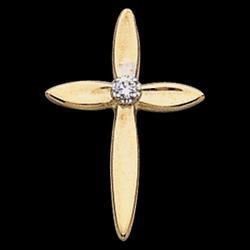 14K Yellow Gold Cross Lapel Diamond Pinyellow 