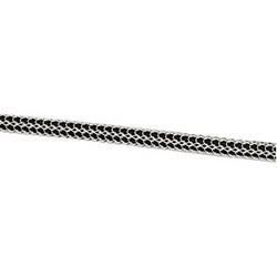 Sterling Silver Black Rubber Cord In Mesh Chain - 7.25 inchessterling 