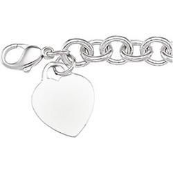 Sterling Silver Round Link Heart Bracelet - 7.5 inchessterling 