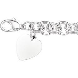 Sterling Silver Round Link Heart Bracelet - 7.5 inchessterling 