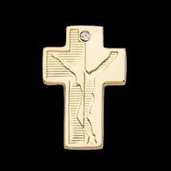 14K Yellow Gold Crucifix Lapel Diamond Pinyellow 