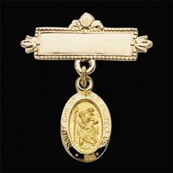 14K Yellow Gold St. Christopher Baptismal Pinyellow 