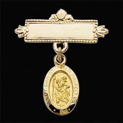 14K Yellow Gold St. Christopher Baptismal Pinyellow 