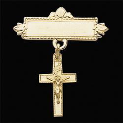 14K Yellow Gold Crucifix Baptismal Pinyellow 