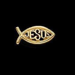 14K White Gold Fish & "Jesus" Lapel Pinwhite 