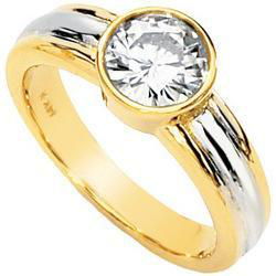 14K Two Tone Gold Solitaire Created Moissanite Engagement Ringtwo 