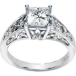 14K White Gold Created Moissanite Engagement Ringwhite 