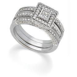 14K White Gold Diamond Bridal Engagement Ringwhite 