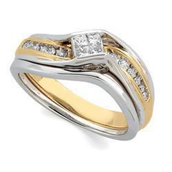 14K Two Tone Gold Diamond Bridal Engagement Ringtwo 