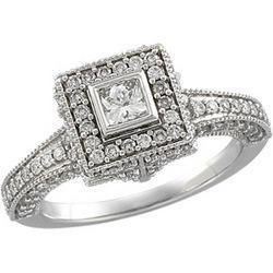 14K White Gold Diamond Bridal Engagement Ringwhite 
