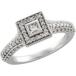 14K White Gold Diamond Bridal Engagement Ringwhite 