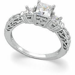 14K White Gold Diamond Bridal Engagement Ringwhite 