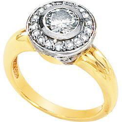 14K Two Tone Gold Created Moissanite & Diamond Engagement Ringtwo 