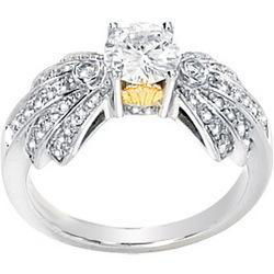 14K Two Tone Gold Created Moissanite & Diamond Engagement Ringtwo 
