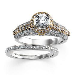 14K Two Tone Gold Diamond Semi Mount Engagement Ringtwo 