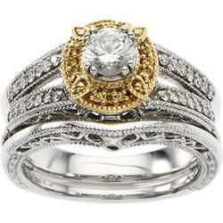 14K Two Tone Gold Diamond Semi Mount Engagement Ringtwo 