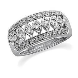 14K White Gold Diamond Band Ringwhite 