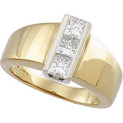 14K Yellow Gold Three 3 Stone Diamond Ringyellow 