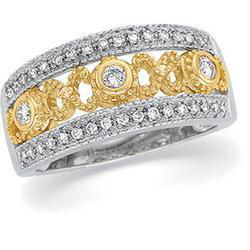14K Two Tone Gold Diamond Band Ringtwo 