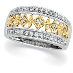 14K Two Tone Gold Diamond Band Ringgold 