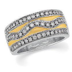 14K Two Tone Gold Diamond Band Ringtwo 