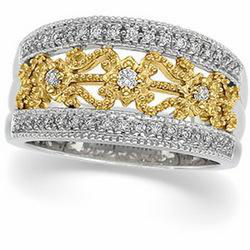 14K Two Tone Gold Diamond Band Ringtwo 