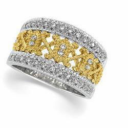 14K Two Tone Gold Diamond Band Ringtwo 