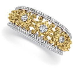 14K Two Tone Gold Diamond Band Ringtwo 