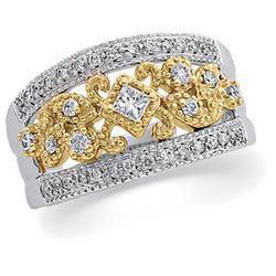 14K Two Tone Gold Diamond Band Ringtwo 