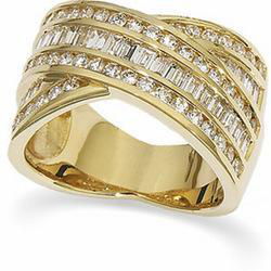 14K Yellow Gold Diamond Bridal Anniversary Band Ringyellow 