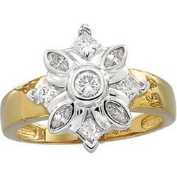 14K Two Tone Gold Diamond Right Hand Ringtwo 
