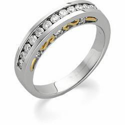 14K Two Tone Gold Diamond Bridal Anniversary Band Ringtwo 