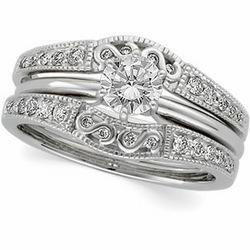 14K White Gold Diamond Bridal Ring Guardwhite 