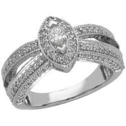 14K White Gold Marquise Diamond Bridal Engagement Ringwhite 