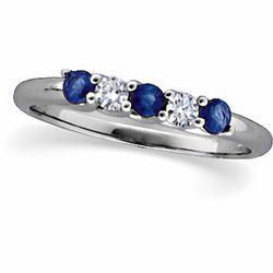 14K White Gold Sapphire & Diamond Bridal Band Ringwhite 