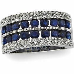 14K White Gold Sapphire & Diamond Bridal Band Ringwhite 