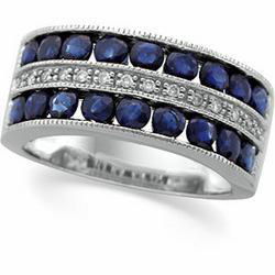 14K White Gold Sapphire & Diamond Bridal Band Ringwhite 