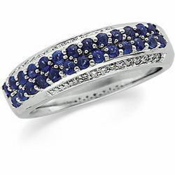 14K White Gold Sapphire & Diamond Bridal Band Ringwhite 