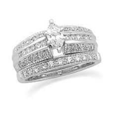 14K White Gold Diamond Bridal Engagement Band Ringwhite 