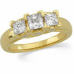 14K Yellow Gold Three 3 Stone Bridal Diamond Anniversary Band Ringyellow 
