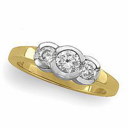 14K Two Tone Gold Three 3 Stone Diamond Bridal Anniversary Band Ringtwo 