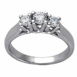 14K White Gold Three 3 Stone Diamond Bridal Anniversary Ringwhite 