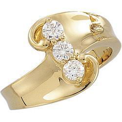 14K Yellow Gold Three 3 Stone Diamond Ringyellow 