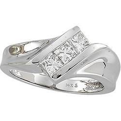 14K White Gold Three 3 Stone Diamond Ringwhite 