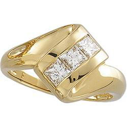 14K Yellow Gold Three 3 Stone Diamond Ringyellow 