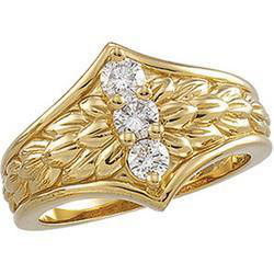 14K Yellow Gold Three 3 Stone Diamond Ringyellow 