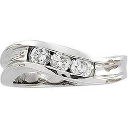 14K White Gold Three 3 Stone Diamond Ringwhite 
