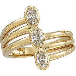 14K Yellow Gold Three 3 Stone Diamond Fashion Ringyellow 
