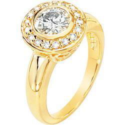 14K Yellow Gold Created Moissanite & Diamond Engagement Ringyellow 