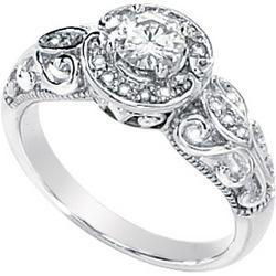14K White Gold Created Moissanite & Diamond Ringwhite 